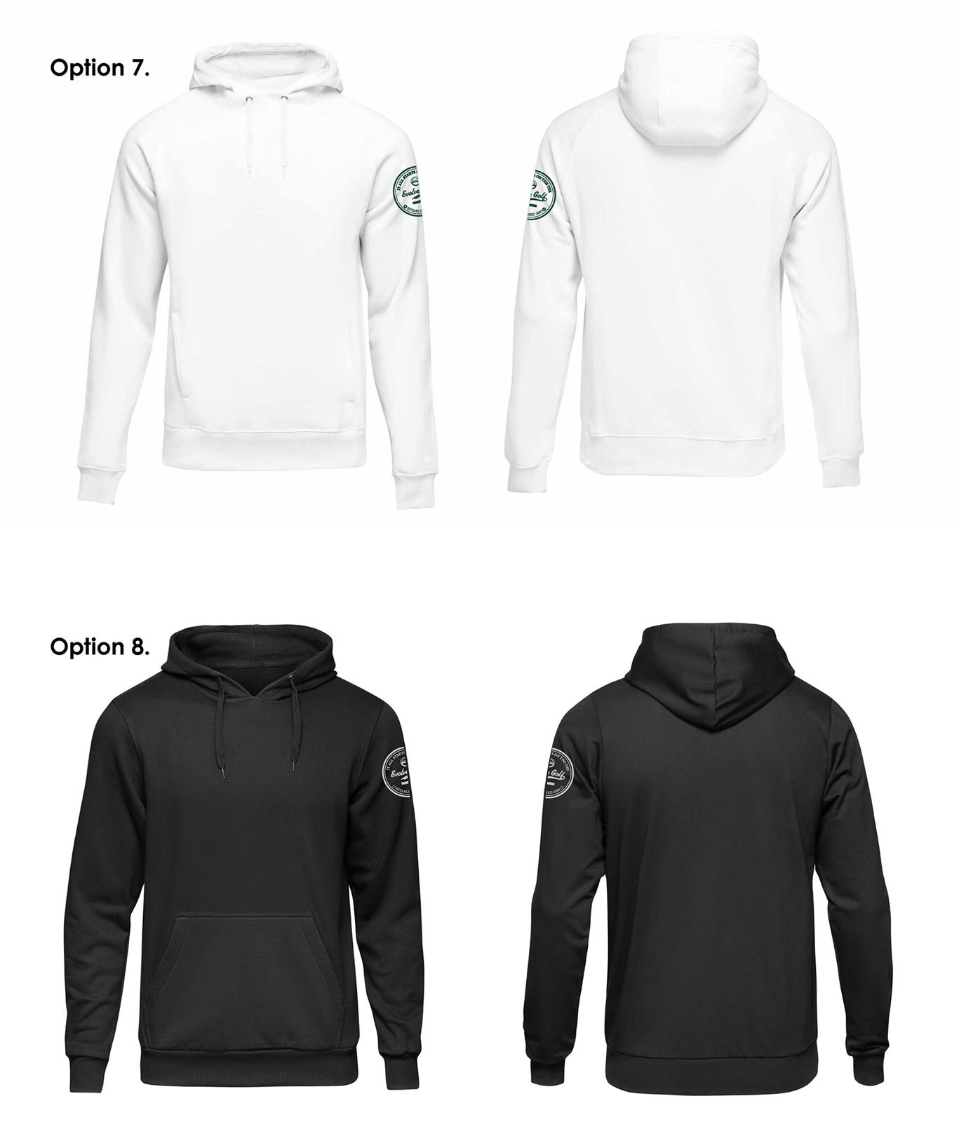 Evolve Golf staff hoodie, white and black options